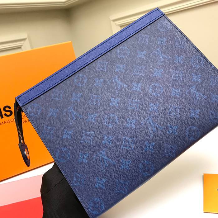 LOUIS VUITTON M62698 ポシェット ボヤージュ 中 ダミエグラファイト ブルー サイズ:27x21cm