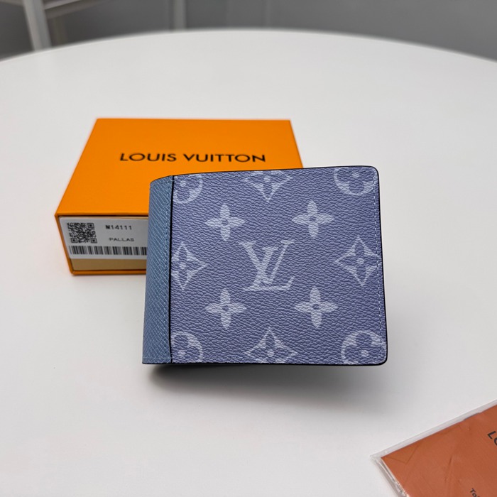 LOUIS VUITTON M14111 マルチプル短財布 タイガ×モノグラムエクリプス ブルー サイズ:11.5x9x1.5cm