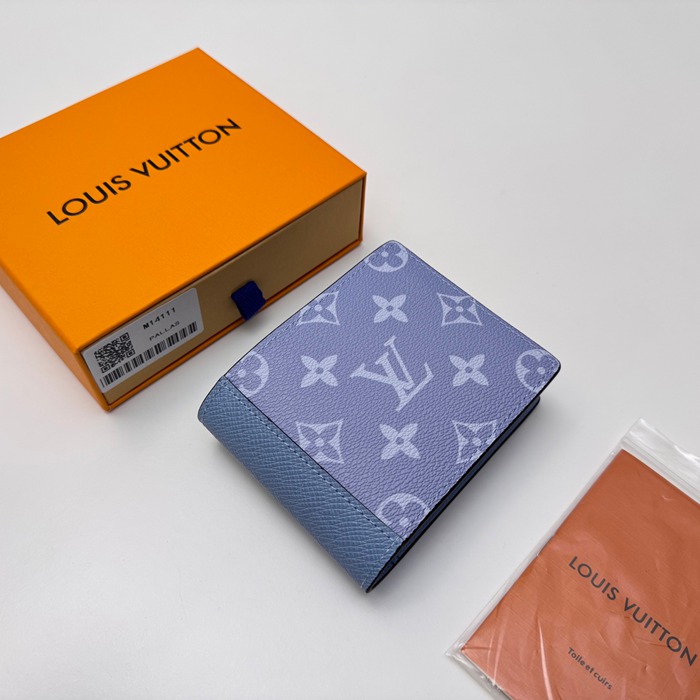 LOUIS VUITTON M14111 マルチプル短財布 タイガ×モノグラムエクリプス ブルー サイズ:11.5x9x1.5cm
