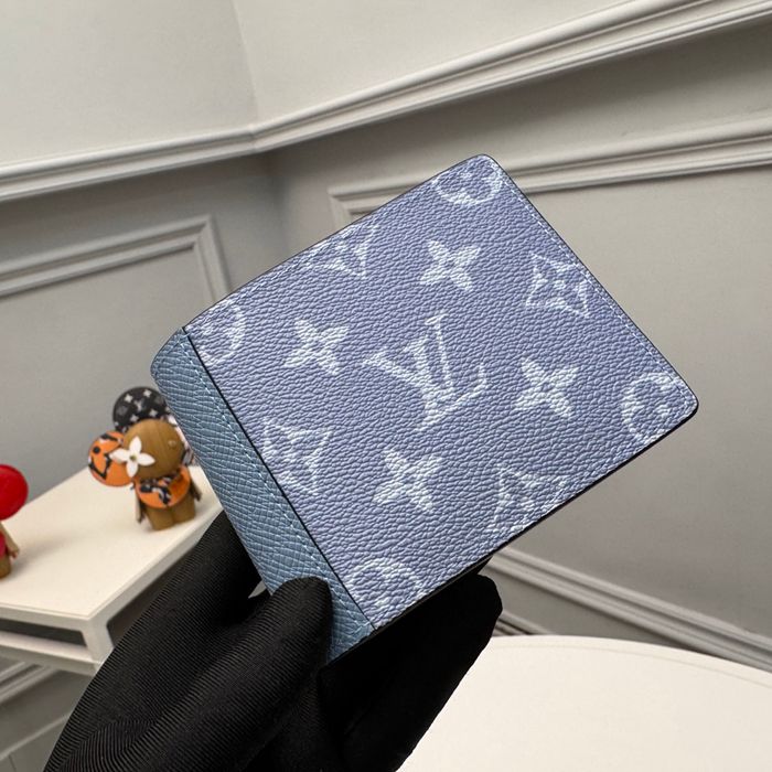 LOUIS VUITTON M14111 マルチプル短財布 タイガ×モノグラムエクリプス ブルー サイズ:11.5x9x1.5cm