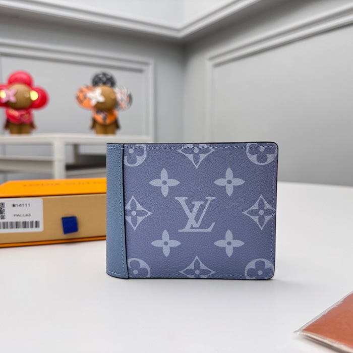 LOUIS VUITTON M14111 マルチプル短財布 タイガ×モノグラムエクリプス ブルー サイズ:11.5x9x1.5cm