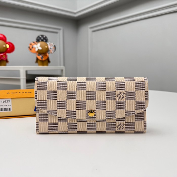 LOUIS VUITTON N41625 エミリー長財布 ダミエアズール ピンク金具 サイズ:19x10cm