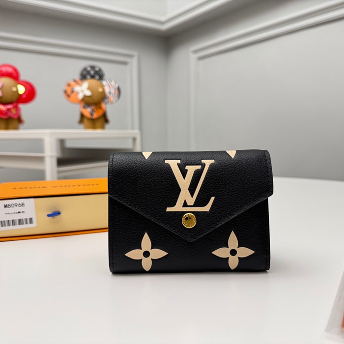 LOUIS VUITTON M80968 ヴィクトリーヌ財布 モノグラムアンプラント ブラック サイズ:12x9.5x2.5cm