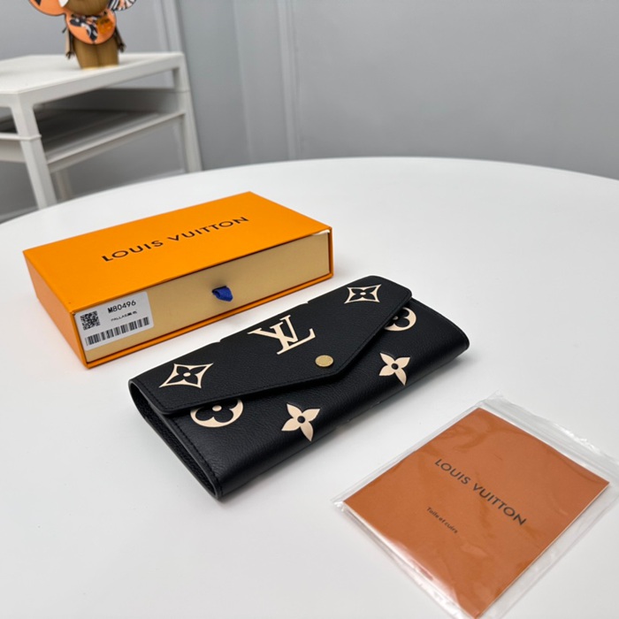LOUIS VUITTON M80496 サラ長財布 モノグラムアンプラント ブラック サイズ:19x10.5cm