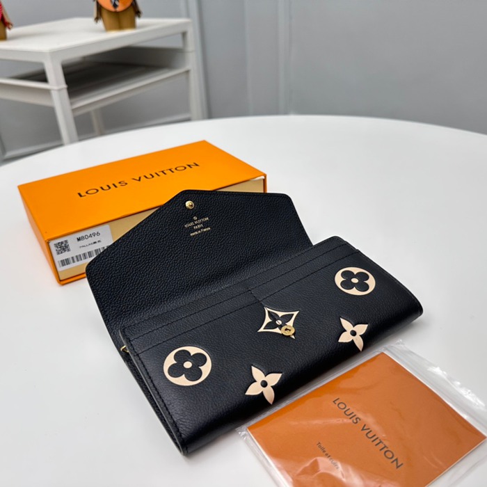 LOUIS VUITTON M80496 サラ長財布 モノグラムアンプラント ブラック サイズ:19x10.5cm