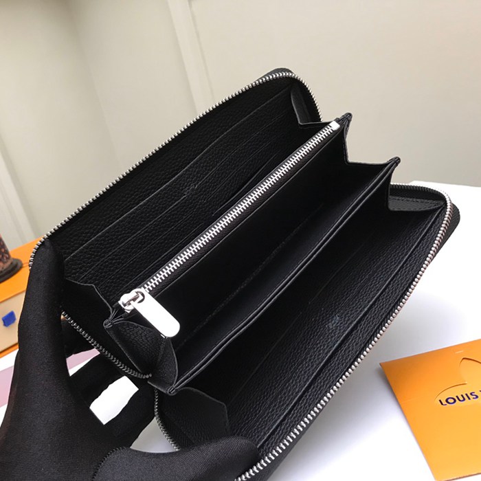 LOUIS VUITTON M61867 ジッピー長財布 マヒナ ブラック サイズ:19.5x10.5x2.5cm