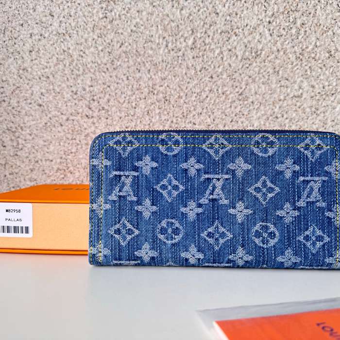 LOUIS VUITTON M82958 ジッピー長財布 モノグラムジャカードデニム ブルー サイズ:19.5x10.5x2.5cm