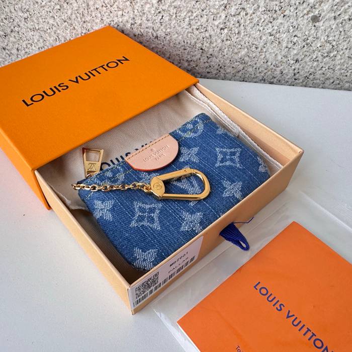 LOUIS VUITTON M82961 キーケース モノグラムジャカードデニム ブルー サイズ:12x7x1.5cm
