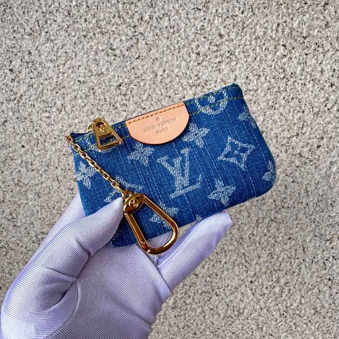 LOUIS VUITTON M82961 キーケース モノグラムジャカードデニム ブルー サイズ:12x7x1.5cm