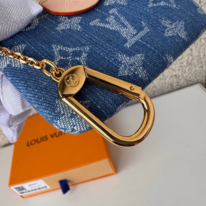 LOUIS VUITTON M82961 キーケース モノグラムジャカードデニム ブルー サイズ:12x7x1.5cm