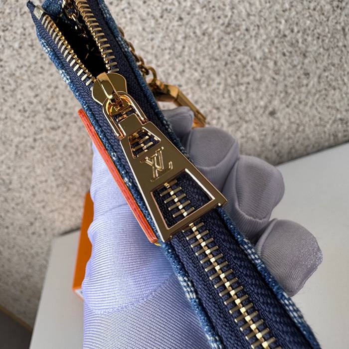 LOUIS VUITTON M82961 キーケース モノグラムジャカードデニム ブルー サイズ:12x7x1.5cm