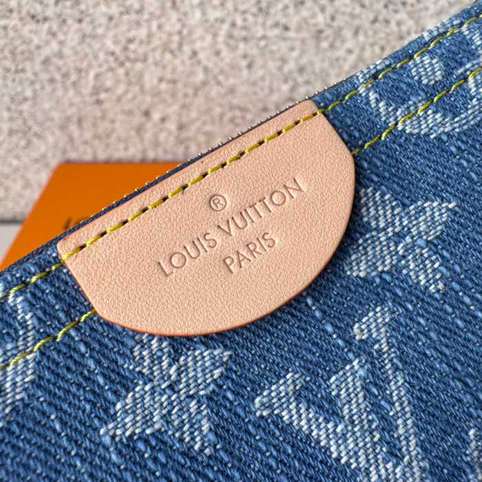 LOUIS VUITTON M82961 キーケース モノグラムジャカードデニム ブルー サイズ:12x7x1.5cm