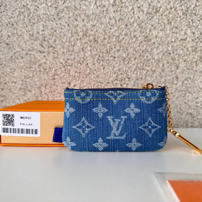 LOUIS VUITTON M82961 キーケース モノグラムジャカードデニム ブルー サイズ:12x7x1.5cm