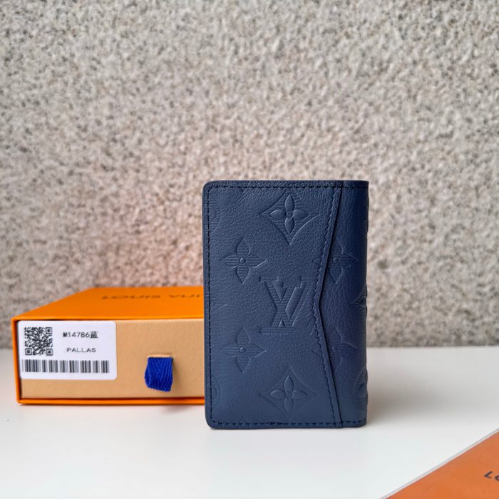 LOUIS VUITTON 14786 ポケットオーガナイザー モノグラムシャドウ ブルー サイズ:7.5x11.1cm