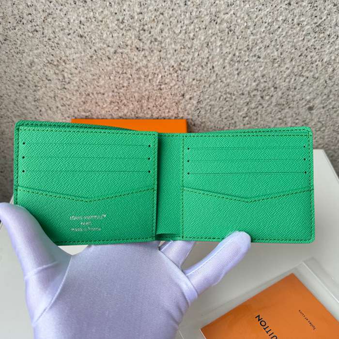 LOUIS VUITTON M14878 スレンダー短財布 カラードモノグラム スポーツシーン グリーン サイズ:11x8.5cm