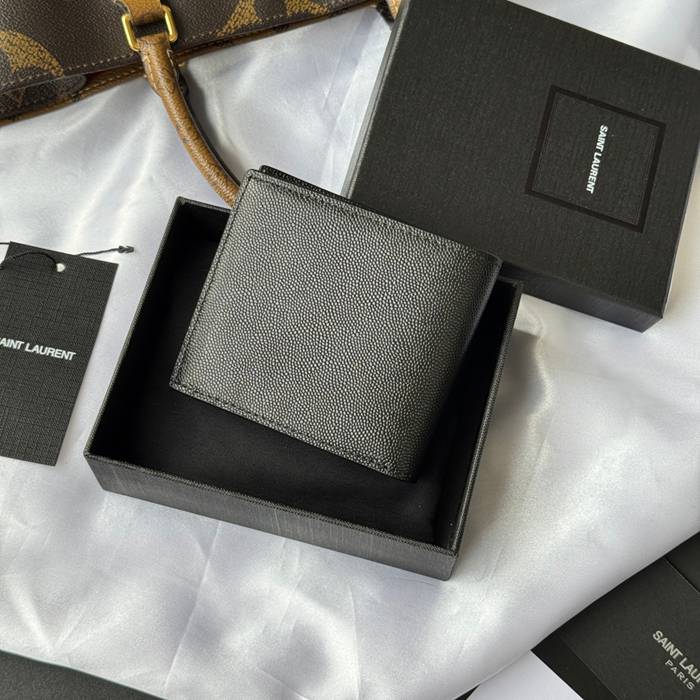 SAINT LAURENT 534638 メンズ対折り財布 カヴィア サイズ:11x9.5x2.5cm