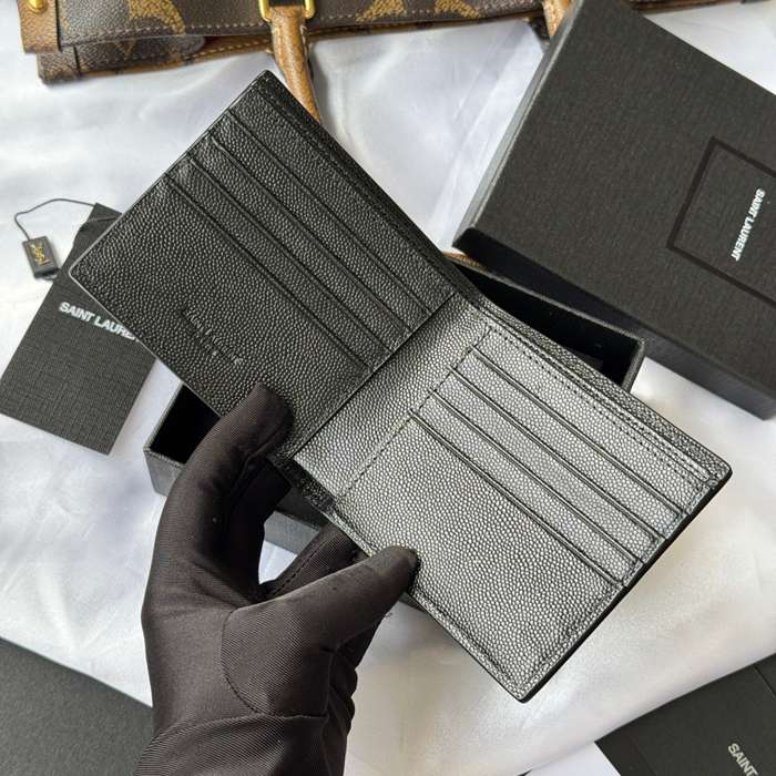 SAINT LAURENT 534638 メンズ対折り財布 カヴィア サイズ:11x9.5x2.5cm