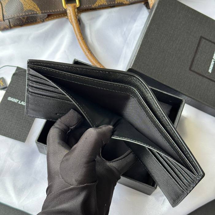 SAINT LAURENT 534638 メンズ対折り財布 カヴィア サイズ:11x9.5x2.5cm