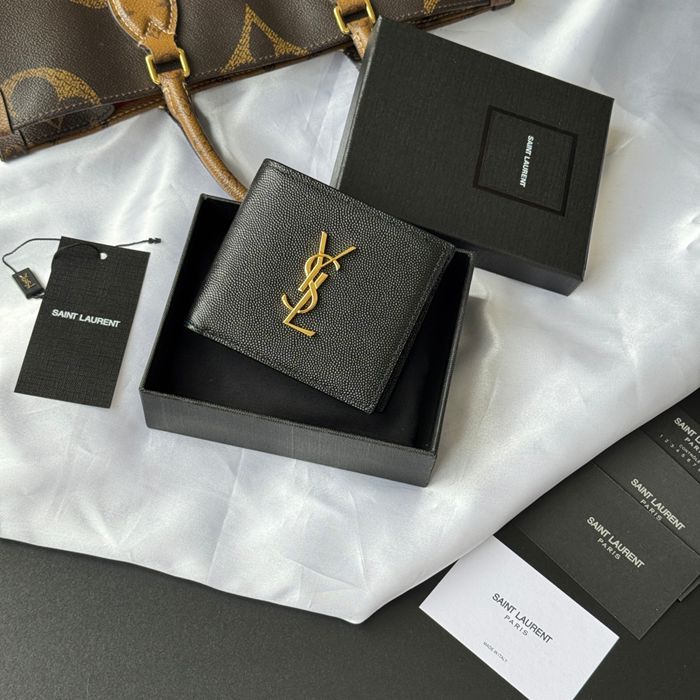 SAINT LAURENT 463249 メンズ対折り財布 ゼロポケット付き モノグラム サイズ:11x9.5x2.5cm