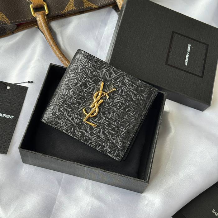 SAINT LAURENT 463249 メンズ対折り財布 ゼロポケット付き モノグラム サイズ:11x9.5x2.5cm