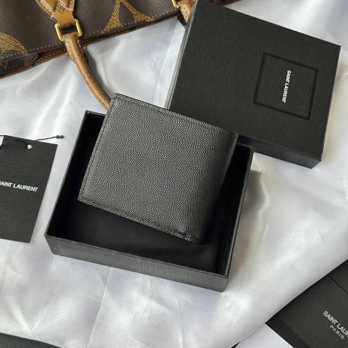 SAINT LAURENT 463249 メンズ対折り財布 ゼロポケット付き モノグラム サイズ:11x9.5x2.5cm