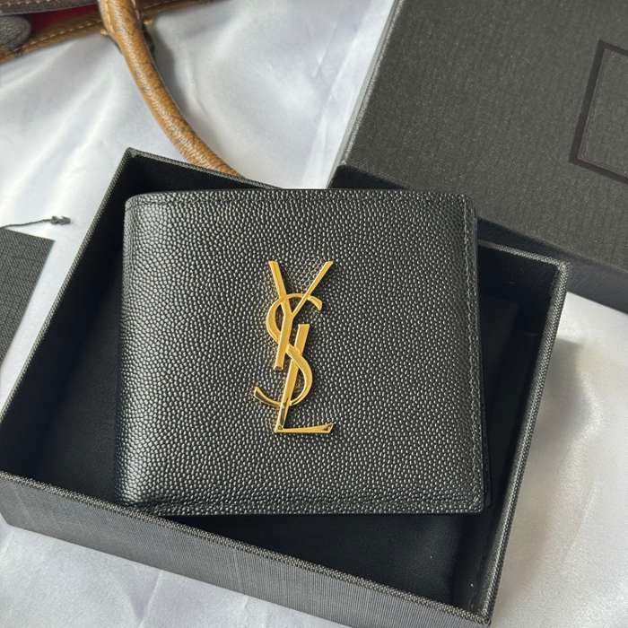 SAINT LAURENT 463249 メンズ対折り財布 ゼロポケット付き モノグラム サイズ:11x9.5x2.5cm