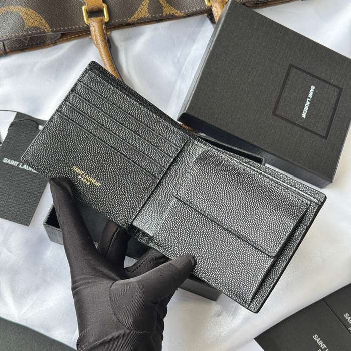 SAINT LAURENT 463249 メンズ対折り財布 ゼロポケット付き モノグラム サイズ:11x9.5x2.5cm