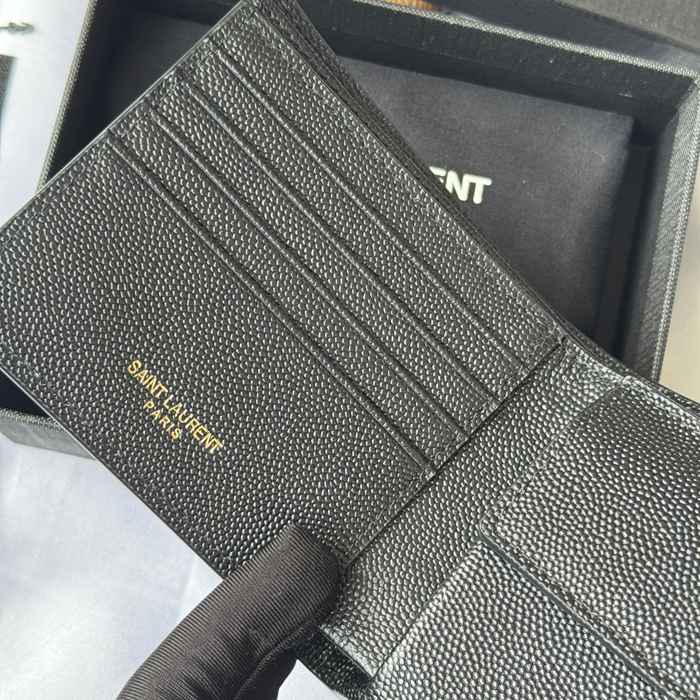 SAINT LAURENT 463249 メンズ対折り財布 ゼロポケット付き モノグラム サイズ:11x9.5x2.5cm