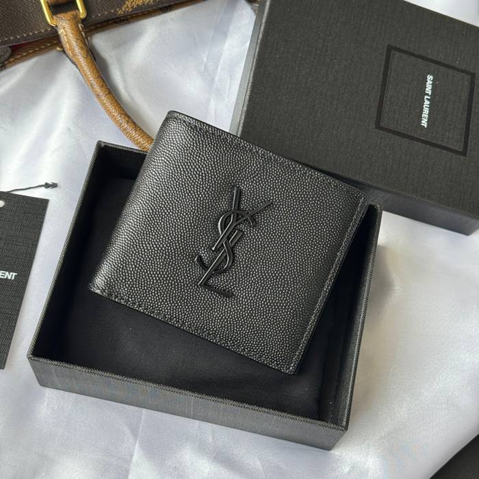 SAINT LAURENT 463249 メンズ対折り財布 ゼロポケット付き モノグラム サイズ:11x9.5x2.5cm