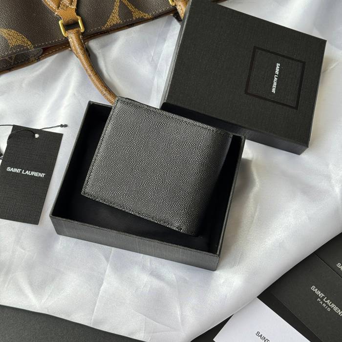 SAINT LAURENT 463249 メンズ対折り財布 ゼロポケット付き モノグラム サイズ:11x9.5x2.5cm