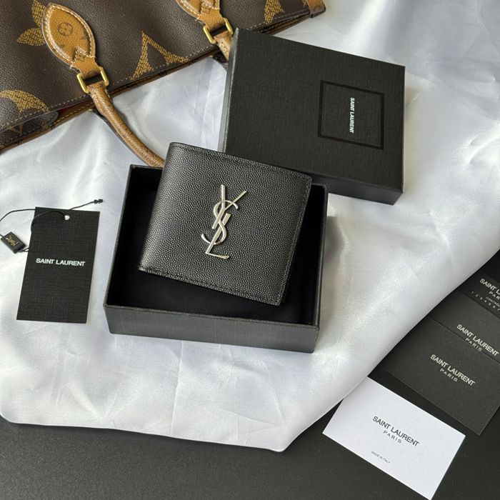 SAINT LAURENT 463249 メンズ対折り財布 ゼロポケット付き モノグラム サイズ:11x9.5x2.5cm