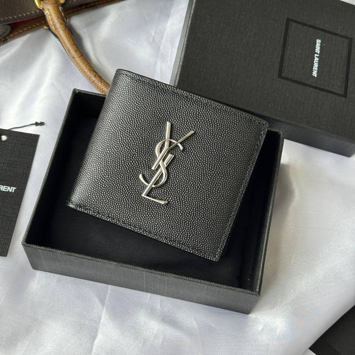SAINT LAURENT 463249 メンズ対折り財布 ゼロポケット付き モノグラム サイズ:11x9.5x2.5cm