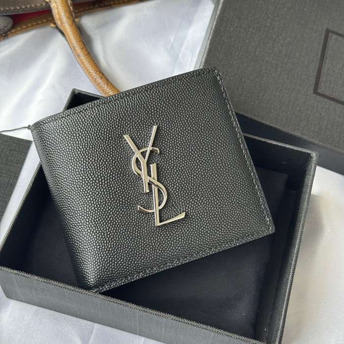 SAINT LAURENT 463249 メンズ対折り財布 ゼロポケット付き モノグラム サイズ:11x9.5x2.5cm