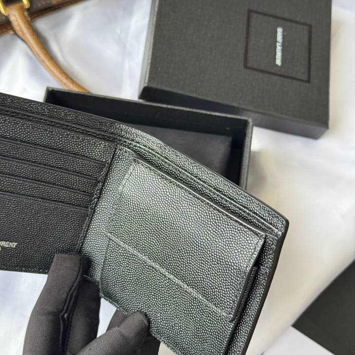 SAINT LAURENT 463249 メンズ対折り財布 ゼロポケット付き モノグラム サイズ:11x9.5x2.5cm
