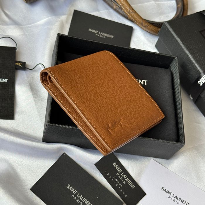 SAINT LAURENT 607727 メンズ対折り財布 荔枝紋刻印 サイズ:11x9.5x2.5cm