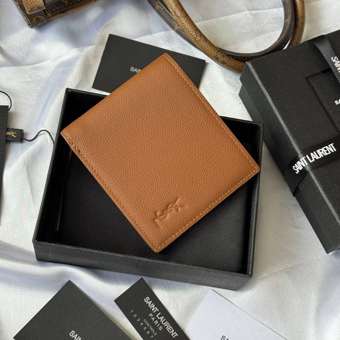 SAINT LAURENT 607727 メンズ対折り財布 荔枝紋刻印 サイズ:11x9.5x2.5cm