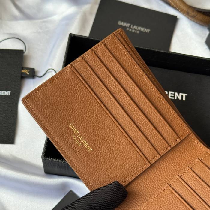 SAINT LAURENT 607727 メンズ対折り財布 荔枝紋刻印 サイズ:11x9.5x2.5cm