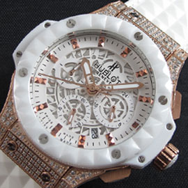 HUBLOT ビッグバン 白文字盤 ピンクゴールドインデックス 奇麗仕上げ
