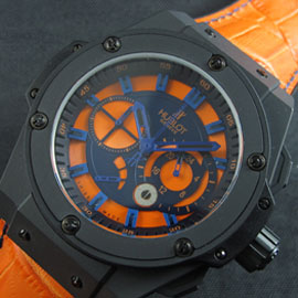 HUBLOT キングパワー クォーツ搭載 クロノグラフ 革バンド 安心購入