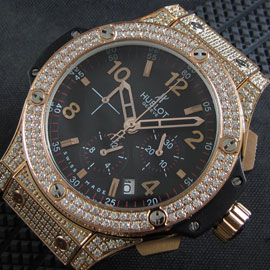 HUBLOT ビッグバン イエローゴールド 表全面ダイヤ メンズ向け