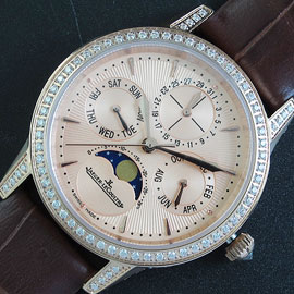 JAEGER-LECOULTRE マスター ミルク色文字盤 ベゼル全面ダイヤモンド 信頼の時計屋