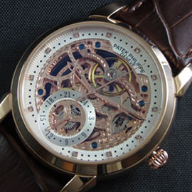 PATEK PHILIPPE ブラウン革バンド 紳士腕時計