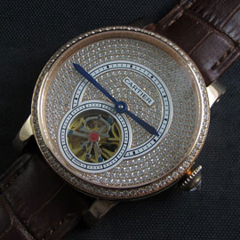 CARTIER ロトンド ドゥ ブラウン革ベルト 自動巻き 腕時計専門家