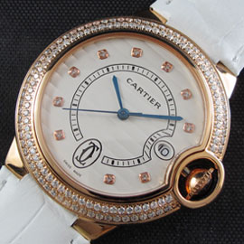 CARTIER バロンブルー ベゼル全面ダイヤ レディース腕時計