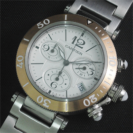 CARTIER パシャ シータイマー レディース クロノ 37mm クォーツ搭載
