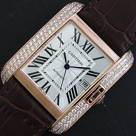 CARTIER タンクアングレーズ 18Kローズゴールド 日本語対応