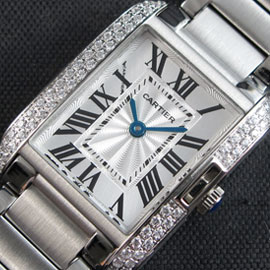 CARTIER タンクアングレーズ クォーツ搭載