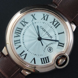 CARTIER バロンブルー ブラウン革ベルト レディース 楽しいショッピング