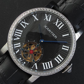 CARTIER ロトンド ドゥ ブラックストライプ文字盤 ローマ数字 ショッピング楽々