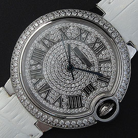 CARTIER バロンブルー 全面ダイヤモンド ローマ数字 レディース新作